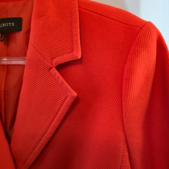 TALBOTS BLAZER JACKET WOMENS SIZE 12 RED ORANGE 100% COTTON NWOT SINGLE BREAST - Picture 4 of 11